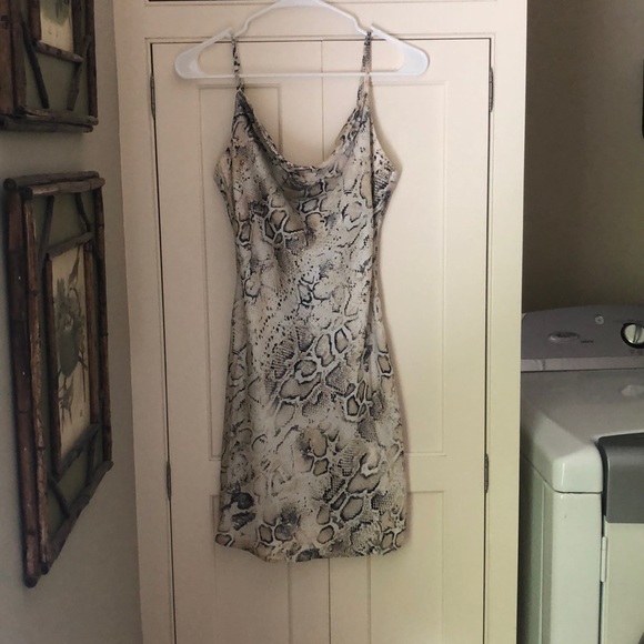 Snake print mini dress with a cowl neck - Picture 1 of 3
